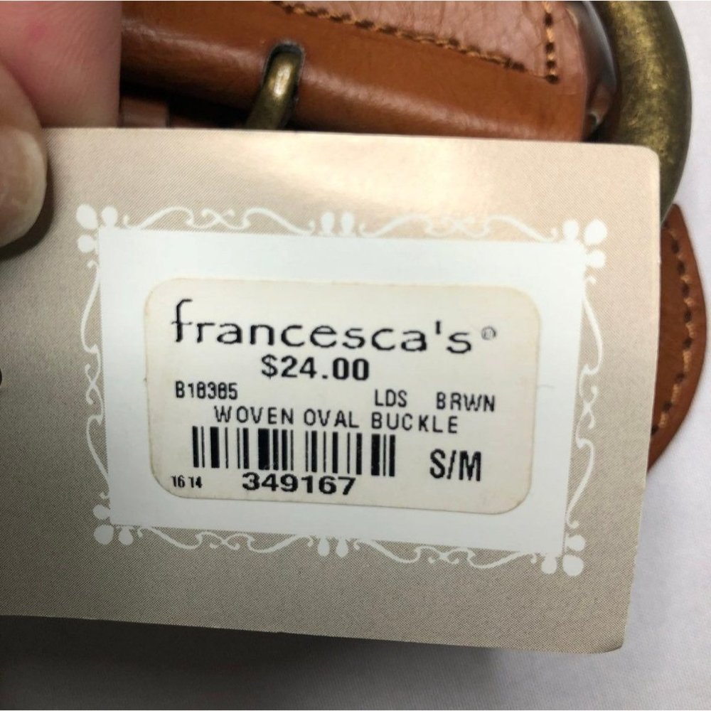 Francescas Womens Brown Belt LOT 2: Woven Oval Buckle, Skinny Flower Front S/M - Picture 7 of 8